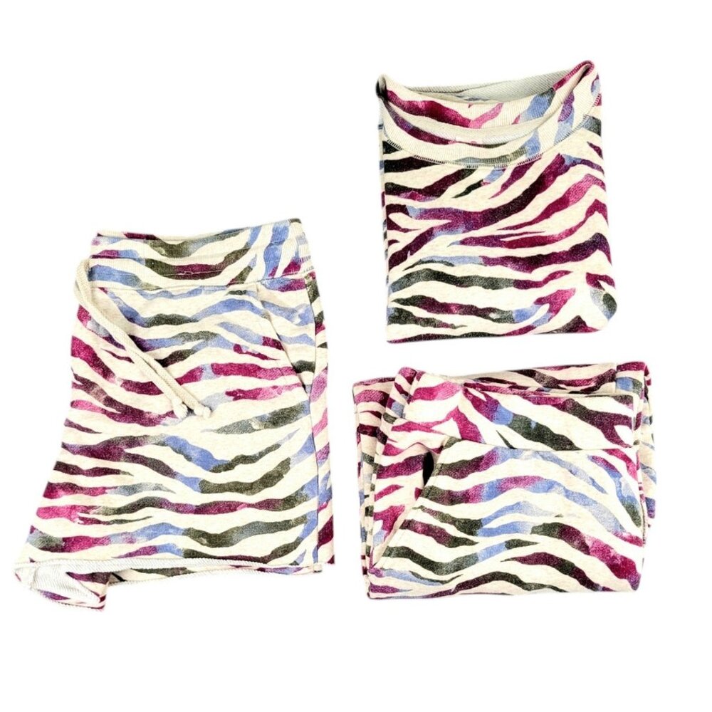 Womens XL Secret Treasures Multi-Color Zebra Print Short Sleeve Co-Ord Sleep Set